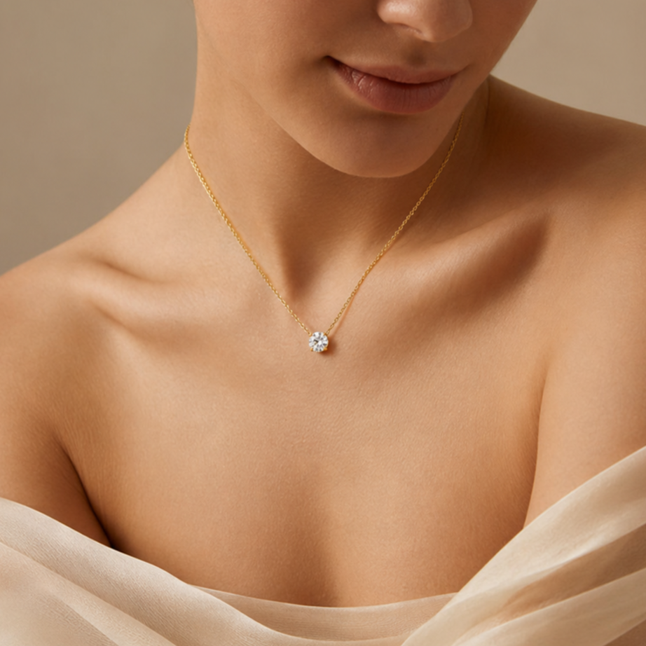 Collar Solitario 1.72 CT Diamante de Laboratorio Oro 14K