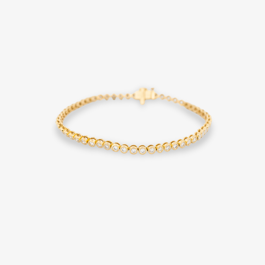 Pulsera tenis de oro amarillo de 14K con diamante cultivado de 1.992 CT