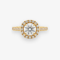 Anillo Halo Redondo 1.22 CTW Diamante Natural Oro Amarillo 14K