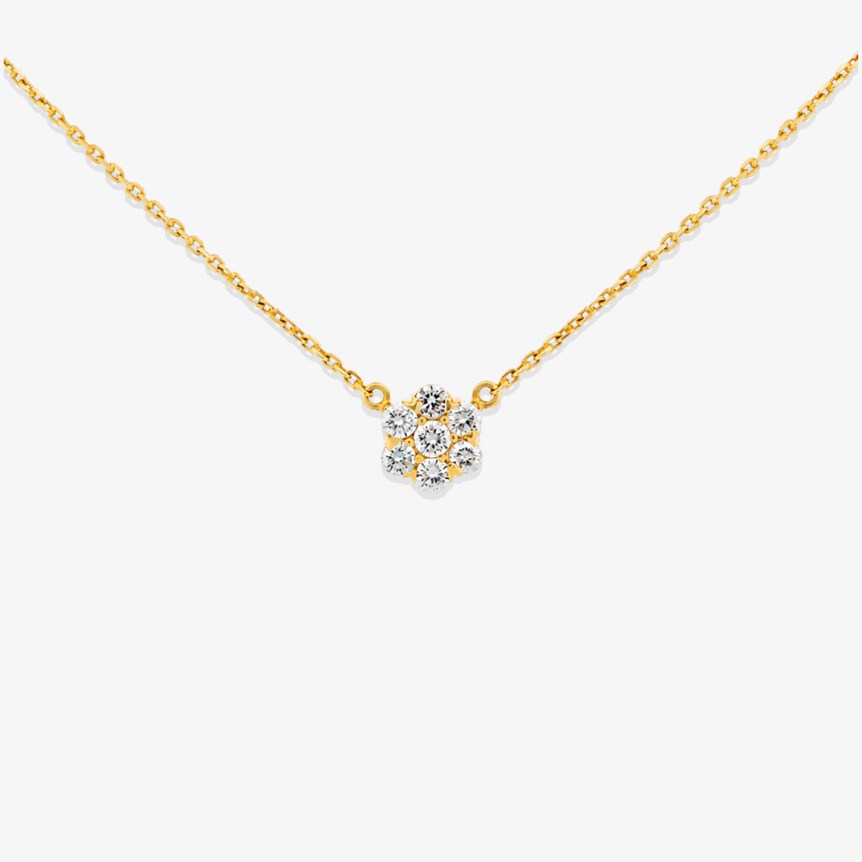 Collar Floral de Diamantes Naturales 1.20 CT Oro Amarillo 14K