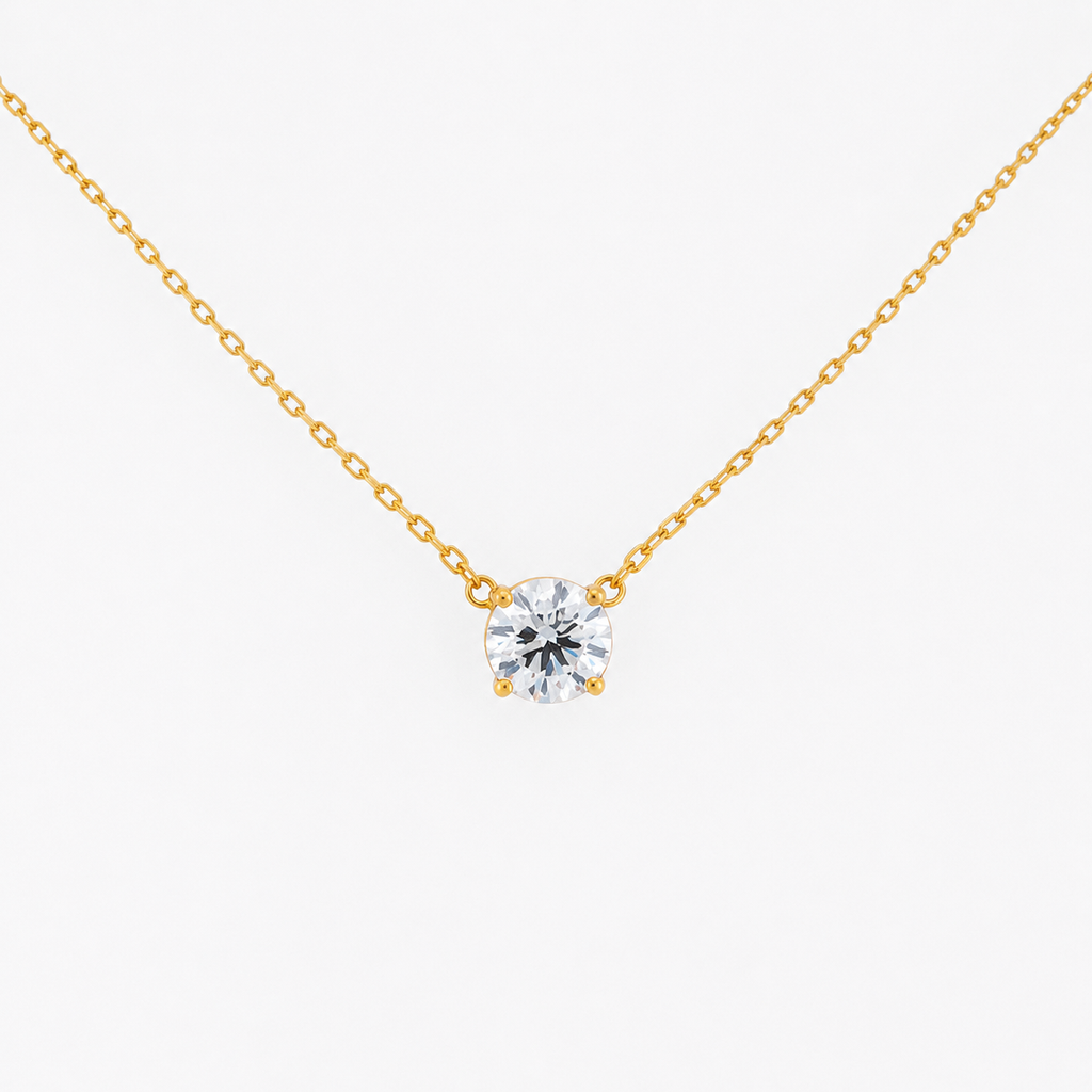 Collar Solitario 1.72 CT Diamante de Laboratorio Oro 14K