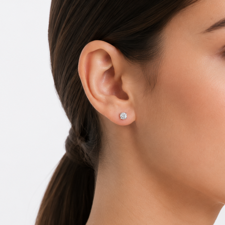 Aretes Solitario 0.30 CTW Diamante de Laboratorio Oro 10K