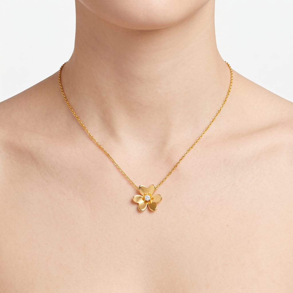 Cadena Estilo Frivole Diamante Natural 0.17 CTW Oro Amarillo 14K