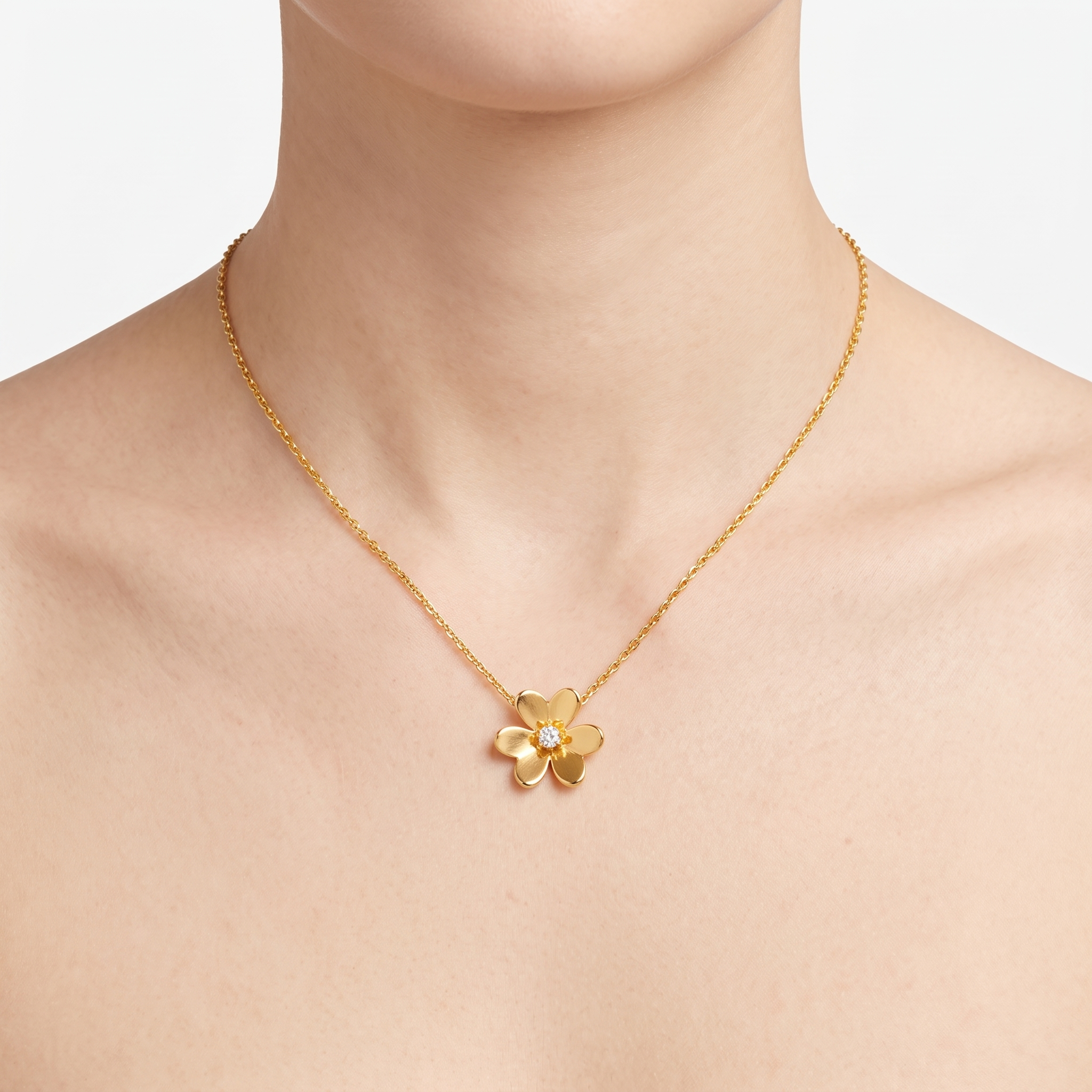 Cadena Estilo Frivole Diamante Natural 0.17 CTW Oro Amarillo 14K