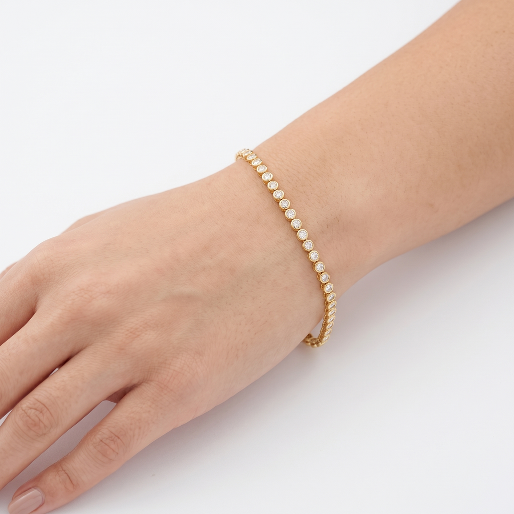 Pulsera tenis de oro amarillo de 14K con diamante cultivado de 1.992 CT